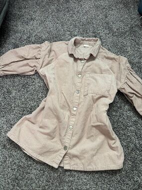 next‎ Girls Light Blush Pink Corduroy Button-Up Shirt